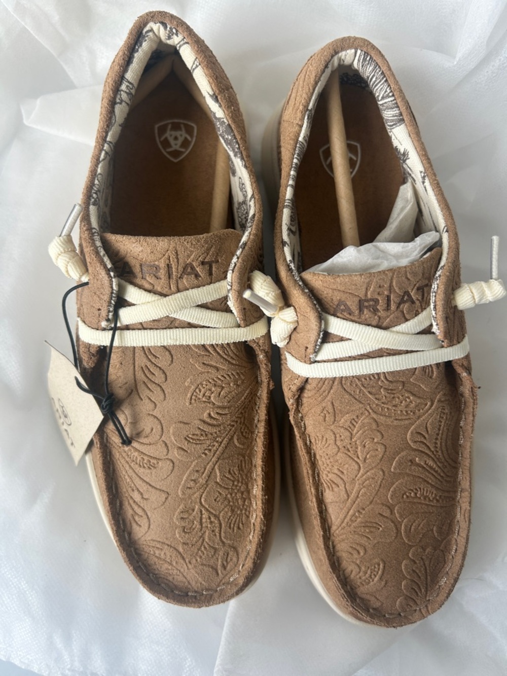 Ariat Hilo Tan Floral Emboss Slip On Western Shoe